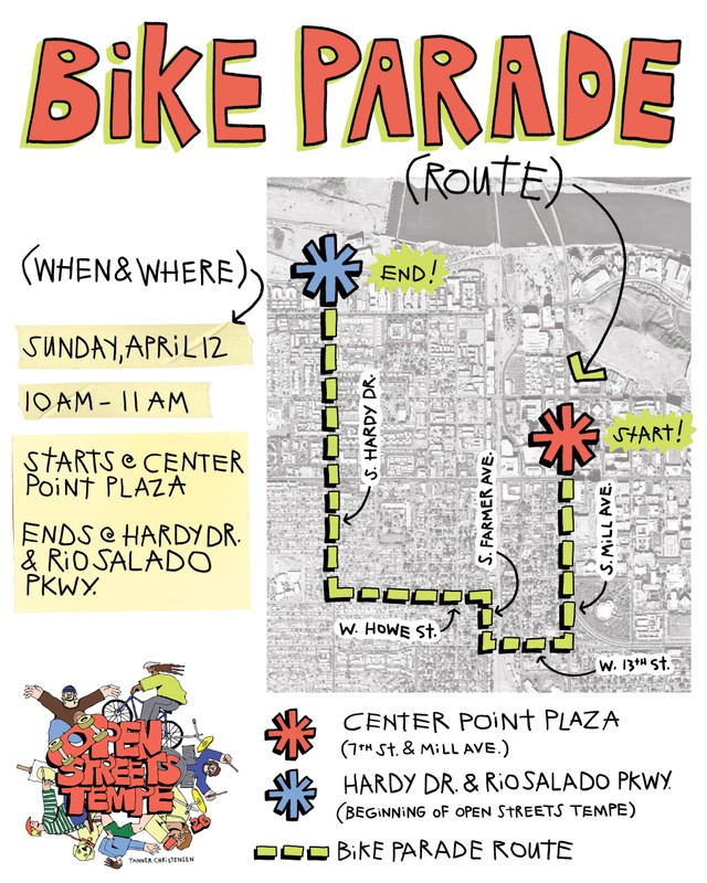 2026 Open Streets Tempe bike parade route map