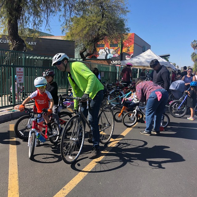 Volunteers working together at a community event